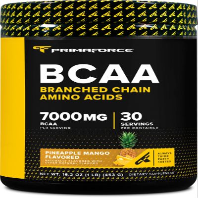 Primaforce BCAA Powder (Pineapple Mango) 7,000mg of 2:1:1 BCAAs Per Serving, 30 Servings Per Container, Post-Workout Recovery Drink with Amino Acids and Real Salt for Men & Women