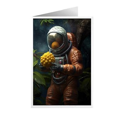 ARA STEP Unique All Occasions Astrounaut with FruitsGreeting Cards Assortment Vintage Aesthetic Notecards 13 (Astrounaut with Durian Plum fruit 2, Set of 8 SIZE 105 x 148.5 mm / 4.1 x 5.8 inches)