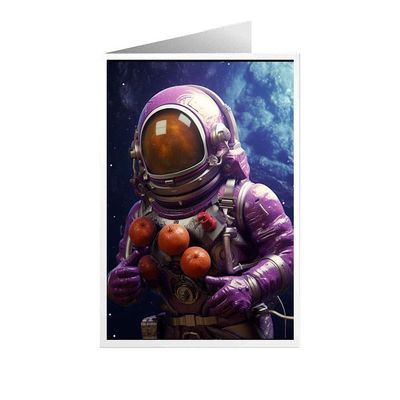 ARA STEP Unique All Occasions Astrounaut with FruitsGreeting Cards Assortment Vintage Aesthetic Notecards 11 (Astrounaut with Date Plum fruit 2, Set of 8 SIZE 105 x 148.5 mm / 4.1 x 5.8 inches)