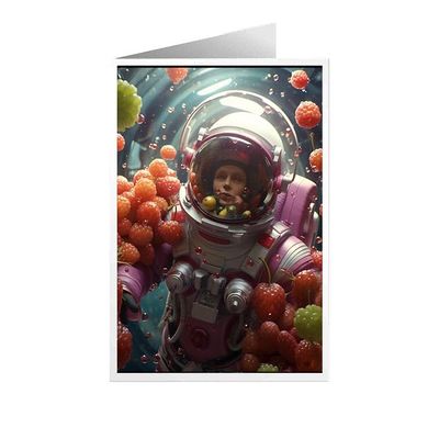 ARA STEP Unique All Occasions Astrounaut with FruitsGreeting Cards Assortment Vintage Aesthetic Notecards 5 (Astrounaut with Gooseberry fruit 3, Set of 8 SIZE 105 x 148.5 mm / 4.1 x 5.8 inches)