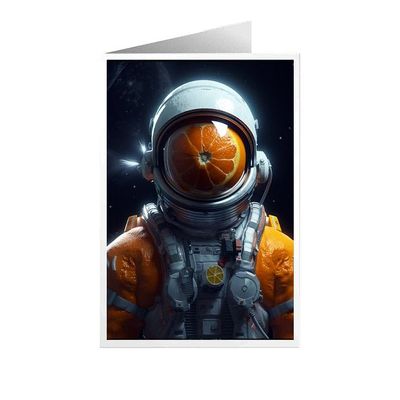 ARA STEP Unique All Occasions Astrounaut with FruitsGreeting Cards Assortment Vintage Aesthetic Notecards 6 (Astrounaut with Tangerine fruit 4, Set of 8 SIZE 105 x 148.5 mm / 4.1 x 5.8 inches)