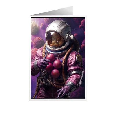ARA STEP Unique All Occasions Astrounaut with FruitsGreeting Cards Assortment Vintage Aesthetic Notecards 10 (Astrounaut with Damson Plum fruit 4, Set of 4 SIZE 148.5 x 210 mm / 5.8 x 8.3 inches)