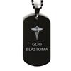 CHERLINKS Medical Black Dog Tag, Glioblastoma Awareness, Medical Symbol, SOS Emergency Health Life Alert ID Engraved Stainless Steel Chain Necklace For Men Women Kids view 1