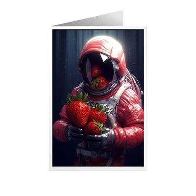 ARA STEP Unique All Occasions Astrounaut with FruitsGreeting Cards Assortment Vintage Aesthetic Notecards 1 (Astrounaut with Strawberry fruit 3, Set of 8 SIZE 105 x 148.5 mm / 4.1 x 5.8 inches)