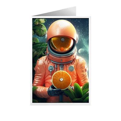 ARA STEP Unique All Occasions Astrounaut with FruitsGreeting Cards Assortment Vintage Aesthetic Notecards 2 (Astrounaut with Pomelo fruit 4, Set of 4 SIZE 148.5 x 210 mm / 5.8 x 8.3 inches)