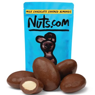 Nuts.com Milk Chocolate Covered Almonds 2 Pound Bag, Great Snack for Adults & Kids, Good Source of Protein, Fiber, Iron, Calcium, Potassium & Antioxidants