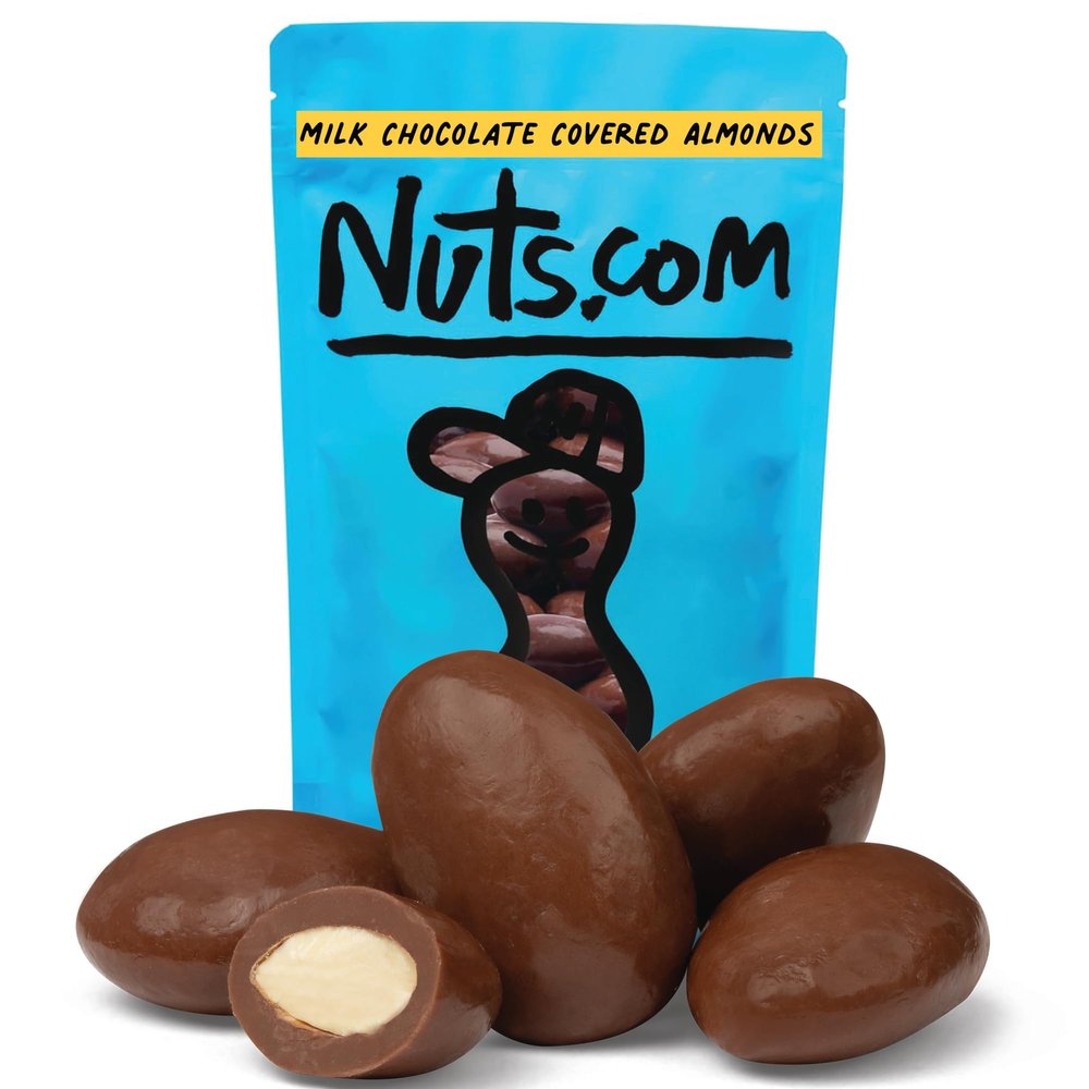 Nuts.com Milk Chocolate Covered Almonds 2 Pound Bag, Great Snack for Adults & Kids, Good Source of Protein, Fiber, Iron, Calcium, Potassium & Antioxidants
