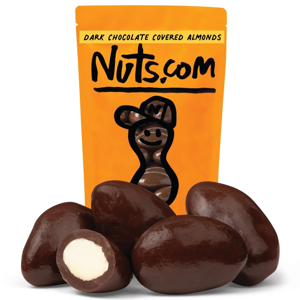Nuts.com Dark Chocolate Covered Almonds 2 Pound Bag, Healthy Snack for Adults & Kids, Good Source of Protein, Fiber, Iron, Calcium, Potassium & Antioxidants Kosher Pareve
