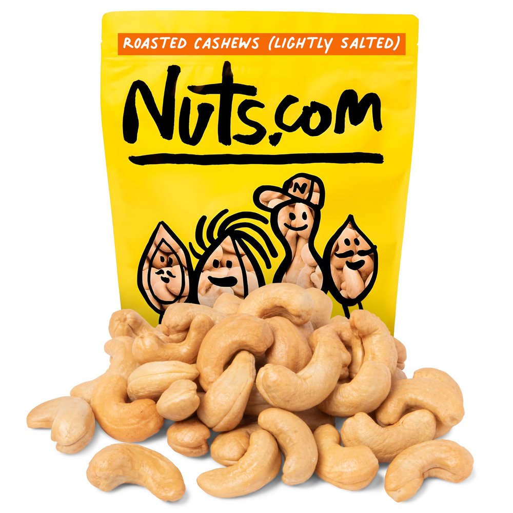 Nuts.com  Roasted Cashews (Lightly Salted)  Creamy & Savory Flavor, Healthy Snack for Adults & Kids, Good Source of Protein, Fiber, Calcium, Iron & Healthy Fats  Vegan & Gluten-Free  2 Lb Bag