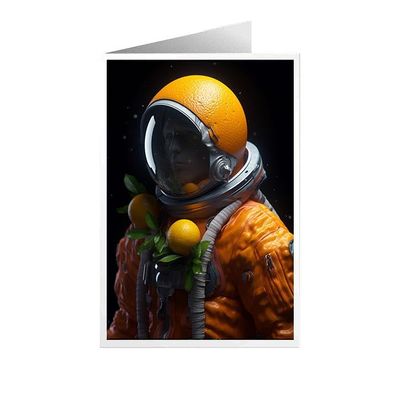 ARA STEP Unique All Occasions Astrounaut with FruitsGreeting Cards Assortment Vintage Aesthetic Notecards 6 (Astrounaut with Tangerine fruit 3, Set of 8 SIZE 105 x 148.5 mm / 4.1 x 5.8 inches)