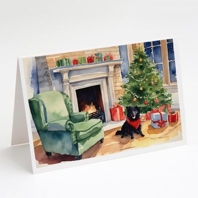 Caroline's Treasures DAC2739GCA7P Schipperke Cozy Christmas Greeting Cards Pack of 8 Blank Cards with Envelopes Whimsical A7 Size 5x7 Blank Note Cards