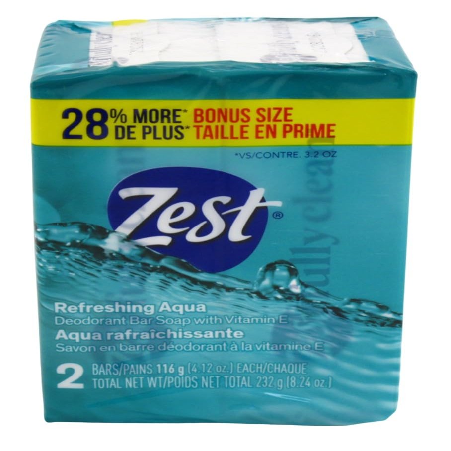 Zest Soap Refreshing Aqua Bath Bars 4.12 Ounce (Pack of 2)