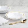 10 pcs 12 oz White Plastic Bowls with Gold Trim - Disposable Wedding Party Home Event Tableware Supplies view 4