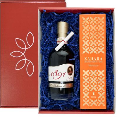 Brava Giulia Gift Box Aged Balsamic Vinegar of Modena and Sicilian Extra Virgin Olive Oil Imported Gourmet Italian Duo, 8.45 fl oz Each