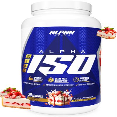 Alpha Supps ISO, Low Carb 100% Whey Protein Isolate Powder, 25 Grams Per Serving, Helps Support Muscle Growth, Low Sugar and Gluten Free (Strawberry Shortcake, 2 lb)