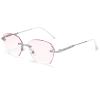 Fashion Diamond Rimless Reading Glasses for Women, Blue Light Blocking Readers, Ultralight Metal Frame Glasses (Color : Silver, Size : 1.5X) view 1