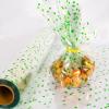 CMFYHM Clear Cellophane Wrap Roll (34" x 100Ft) Green Polka Dot Cellophane, Transparent Cellophane Roll for Treats, Gifts, Baskets, Flowers, Birthday Party,Easter, Christmas Decorations view 4