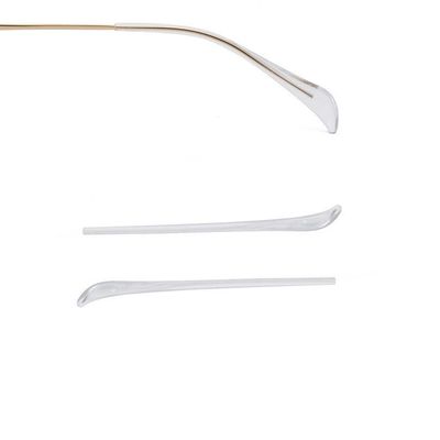 2 Pairs Sunglasses End Tips Eyeglass Ear Sock Pieces Tube Eyewear Anti-Slip Hard Plastic Cement Comfort Replacement Tips Metal Eyeglass Legs (Transparent)