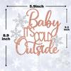 Baby It's Cold Outside Cake Topper - Little Snowflake Baby Shower Winter 1st Birthday Party Decorations Supplies for Baby Boy Girl, Silver and Rose Gold Glitter view 2