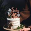 Baby It's Cold Outside Cake Topper - Little Snowflake Baby Shower Winter 1st Birthday Party Decorations Supplies for Baby Boy Girl, Silver and Rose Gold Glitter view 3