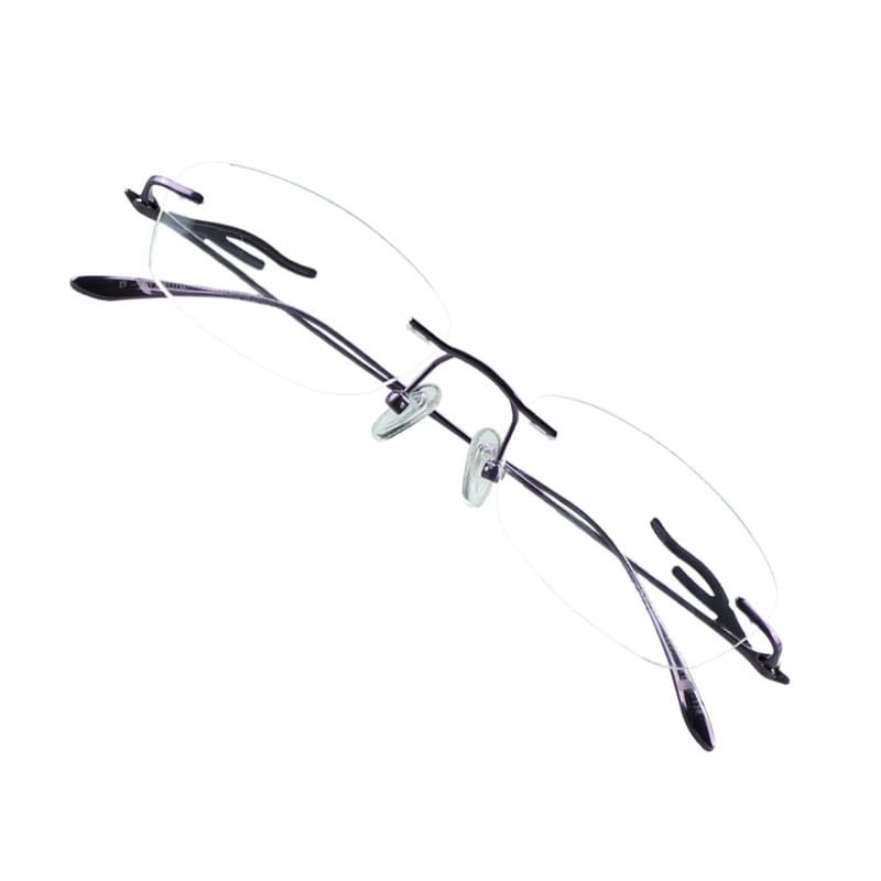VisionGlobal Pure Titanium Frame for men/women Blue Light Blocking,Hand-set Diamond Fashion Glasses (Purple Clear, 2.00 Magnification)