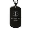 CHERLINKS Medical Alert Black Dog Tag, Allergic to Okra Awareness, SOS Emergency Health Life Alert ID Engraved Stainless Steel Chain Necklace For Men Women Kids view 1
