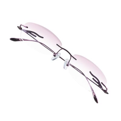 VisionGlobal Pure Titanium Frame for men/women Blue Light Blocking,Hand-set Diamond Fashion Glasses (Pink Pink, 2.50 Magnification)