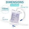 10 Pack Leg Urinary Drainage Bags with Cloth Straps, Anti-Reflux Valve, 750ml Urine Leg Bags, Easy Push-Button Drain, 2 Adjustable Elastic Bands, Urinary Bag for Home and Hospitals Health Aids view 2