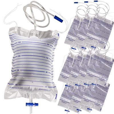 10 Pack Urinary Drainage Bag, Urinary Bags with Anti-Reflux Valve, 2000mL Urine Bags with Easy Drain Switch, Drain Bags for Home and Hospitals Health Aids
