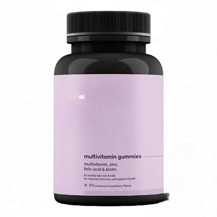 GHC Multivitamin - 100% Vegan, 30 Gummies (Pack of 1) | Promotes Thick Hair & Restores Skin Glow Powered with Multivitamin, Biotin, Zinc & Folic Acid | Paraben, SLS-Free, Sulphate-Free