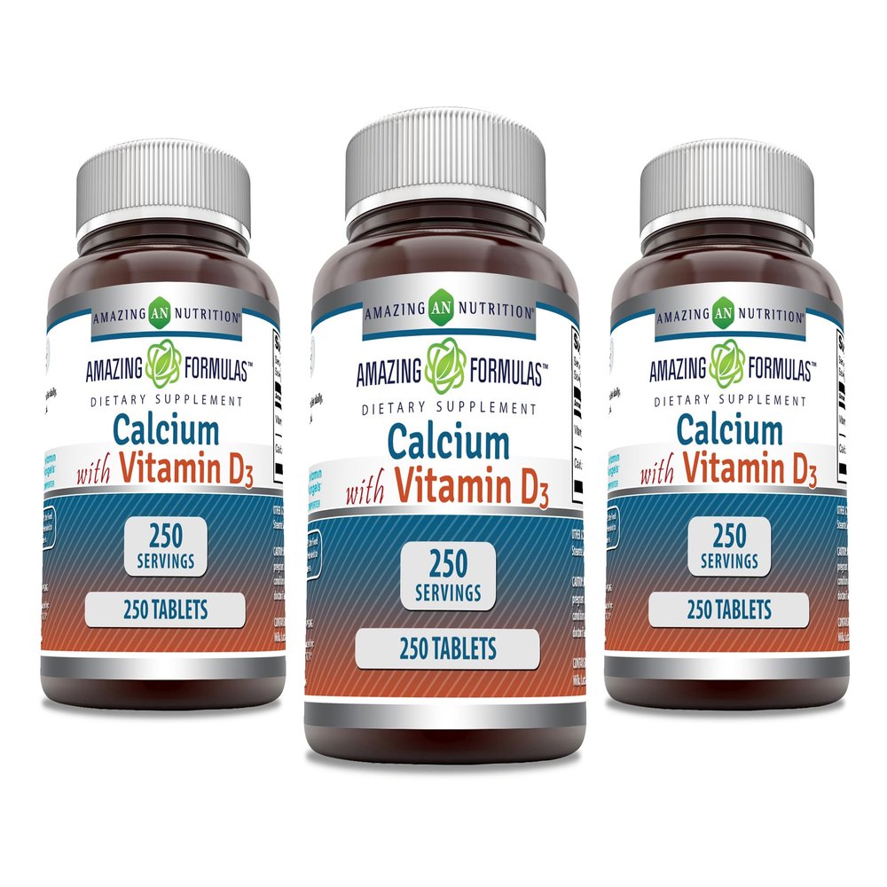 Amazing Formulas Calcium with Vitamin D3 Supplement | Tablets | Non-GMO | Gluten-Free | Made in USA (3 Pack | 240 Count)