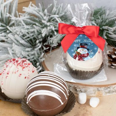 3 Pcs Christmas Hot Chocolate Bombs Gourmet Milk Chocolate with Mini Marshmallows Party (3 Pack) - Snowman Holiday Party Favors & Gifts