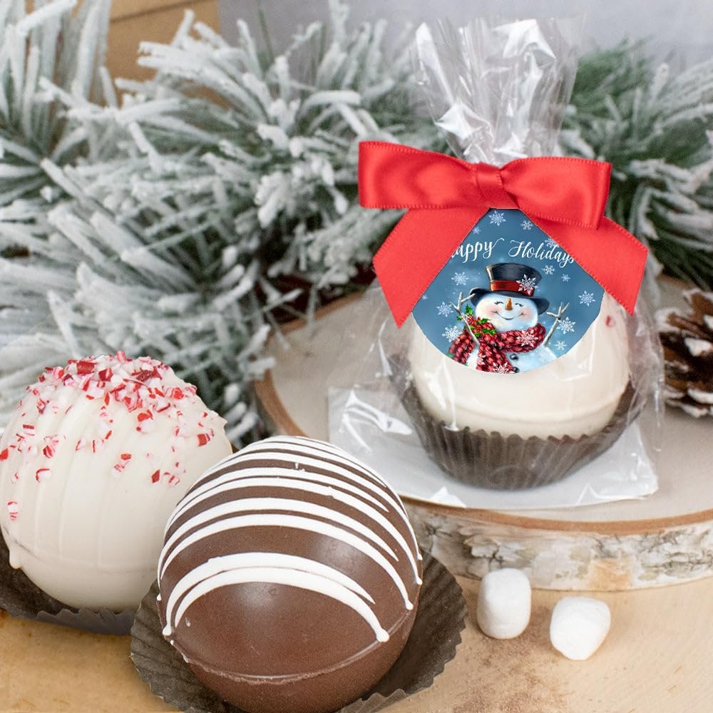 3 Pcs Christmas Hot Chocolate Bombs Gourmet Milk Chocolate with Mini Marshmallows Party (3 Pack) - Snowman Holiday Party Favors & Gifts