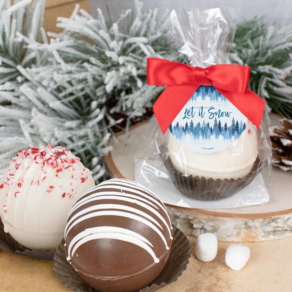 12 Pcs Christmas Hot Chocolate Bombs Gourmet White Chocolate Favors with Crushed Peppermint(12 Pack) - Let It Snow Holiday Party Favors & Gifts