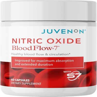 Juvenon BloodFlow-7 Nitric Oxide Supplements for Men & Women - Natural Nitric Oxide Booster with Nitrosigine + S7 - Blood Flow & Circulation Support (1-Pack)