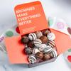 Brownie Points Brownie Bruffles: 18-Individually Wrapped Brownie Bruffles. Brownie Bruffle is a Brownie rolled in Ganache, cream cheese and wrapped in a rich chocolate shell. Gourmet gift for Her, Him, Friends or Family. Gift Boxed with a Bow. (BP_BR view 2
