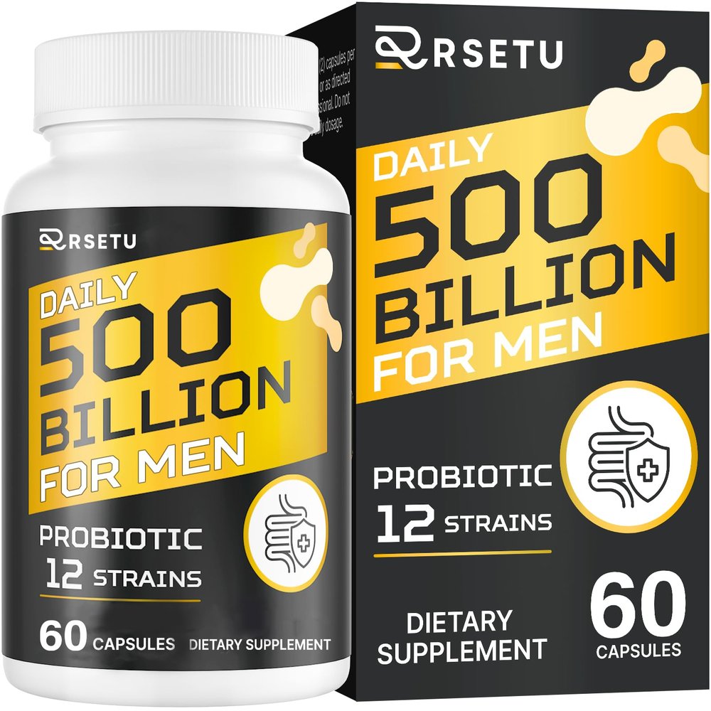 Probiotics for Men, 500 Billion CFUs & 12 Strains Mens Probiotic with Turmeric Cranberry, Goji, Gut Health for Men, for Digestive Health, Gut, Bloating & Gas, Immune, Energy Support, 30-Day Supply