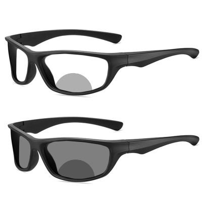 helena 2024 Transition Photochromic Bifocal Reading Glasses for Men Wrap Around Sports Hyperopia Presbyopia Sunglasses Reader (black, 1.75, x)
