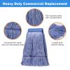 3 Pack Commercial Replace Mop Head, Reusable Mop Head Refills-Replacement Mop Heads Suitable for Heavy Commercial Industrial Residential Areas,Wet Industrial Cotton Looped End String Mop Head (Blue) view 2