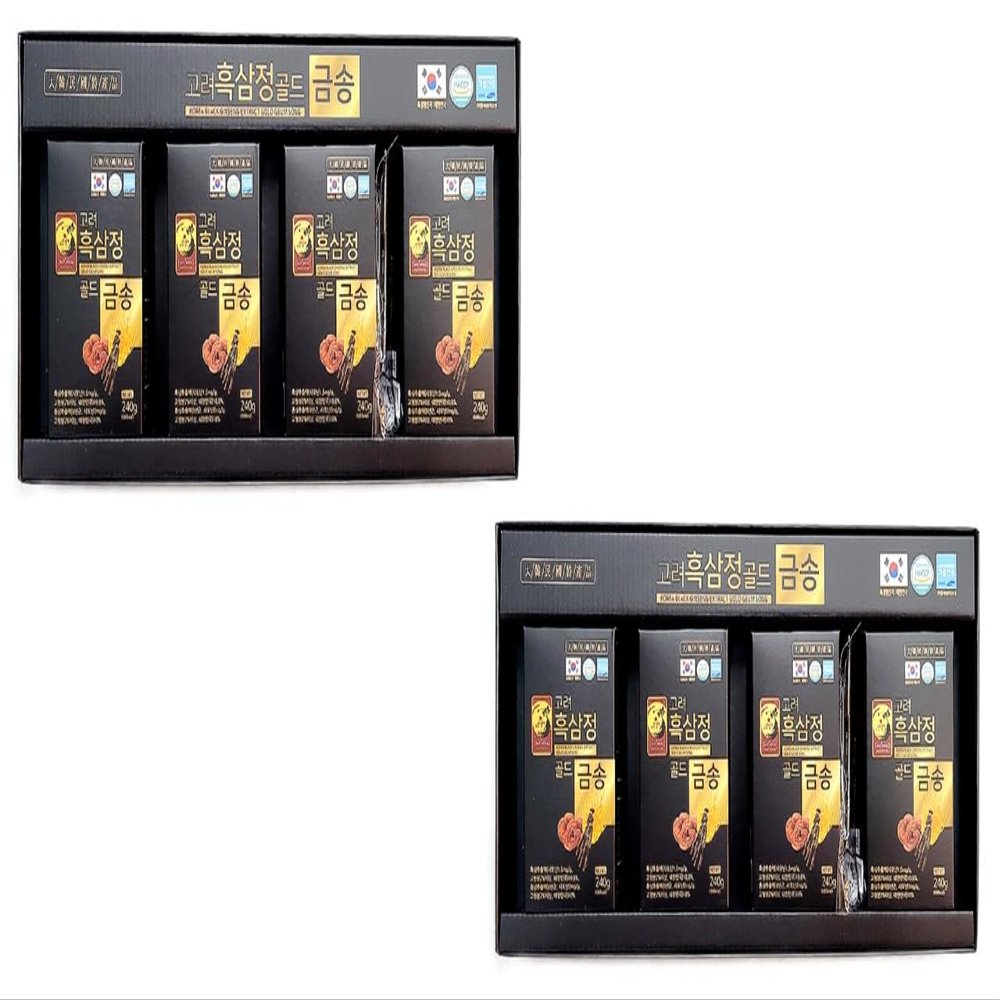 2 Set Box - Black Ginseng 6 Years Old with Cordyceps and Reishi Extract - Cao Hac Sam Ket Hop Linh Chi va Dong Trung Ha Thao - 240g per Bottle x 4 Bottles per Set Box - Made in Korea