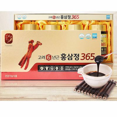 1 Set Box - 365 Korean Red Ginseng 6 Years Old Extract - Cao Hong Sam 6 Tuoi 365-240g per Bottle with 4 Bottles per Set Box - Made in Korea