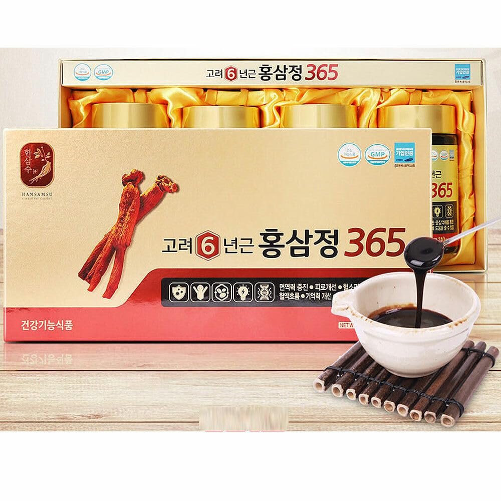 1 Set Box - 365 Korean Red Ginseng 6 Years Old Extract - Cao Hong Sam 6 Tuoi 365-240g per Bottle with 4 Bottles per Set Box - Made in Korea