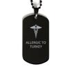 CHERLINKS Medical Black Dog Tag, Allergic to Turkey Awareness, Medical Symbol, SOS Emergency Health Life Alert ID Engraved Stainless Steel Chain Necklace For Men Women Kids view 1