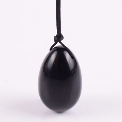 Yoni Egg Set Yoni Egg Natural Obsidian Massage Egg Set Undrill &Wooden Base Crystal Mineral Ball Kegel Exercise,Drill 40x25