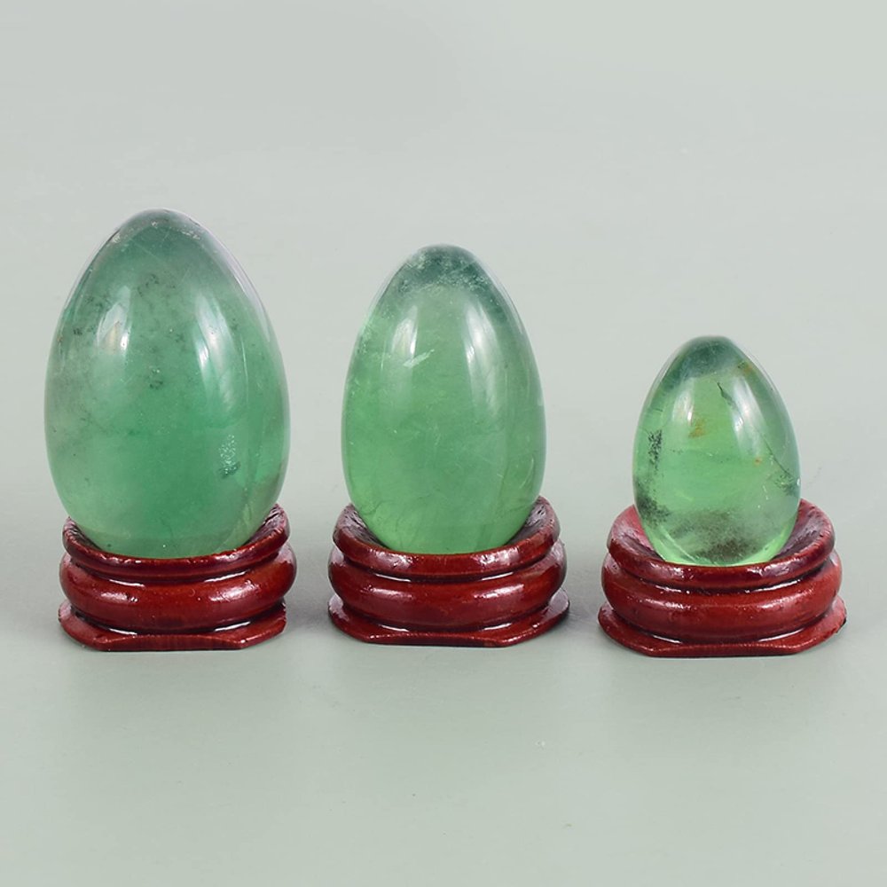 Yoni Egg Set Undrill Yoni Egg 3 Pcs/Set Natural Massage Crystal Rose Quartz Ball Kegel Exercise,Fluorite