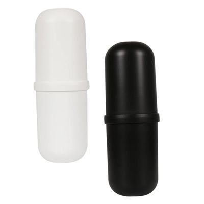 LALAFINA 2pcs Multifunctional Toothbrush Holder with Mouthwash Cups Portable Travel Toothbrush Case Creative Bathroom Accessories for Couples Black White