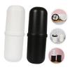 LALAFINA 2pcs Multifunctional Toothbrush Holder with Mouthwash Cups Portable Travel Toothbrush Case Creative Bathroom Accessories for Couples Black White view 2