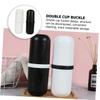 LALAFINA 2pcs Multifunctional Toothbrush Holder with Mouthwash Cups Portable Travel Toothbrush Case Creative Bathroom Accessories for Couples Black White view 4