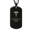 CHERLINKS Medical Black Dog Tag, Allergic to Okra Awareness, Medical Symbol, SOS Emergency Health Life Alert ID Engraved Stainless Steel Chain Necklace For Men Women Kids view 1