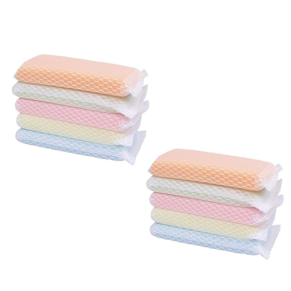 SOLUSTRE Kitchen Cleaning Sponge Wipes 10 Pack 5.90X3.14X0.78 Inch Reusable Dish Scrubber Pads Soft Absorbent Scouring Pads for Dishes Sink and Countertop Cleaning